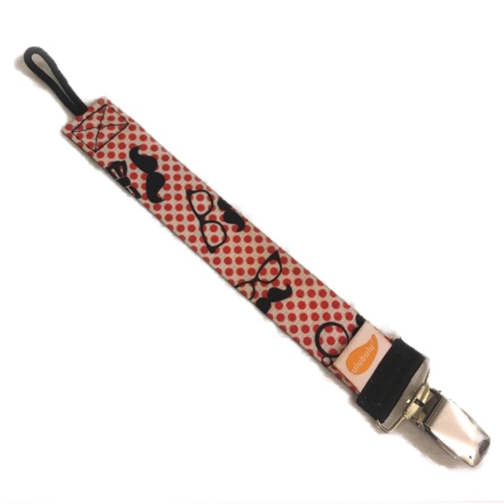 ULUBULU Baby Pacifier Clip Mustache Glasses Red